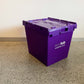 Hire our packing boxes online in the Melbourne area. The large eco tub shown at a slight angle, shows the word eco tub and the eco packing website address.